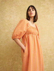 Orange and Pink Stripe Kylie Midi Dress