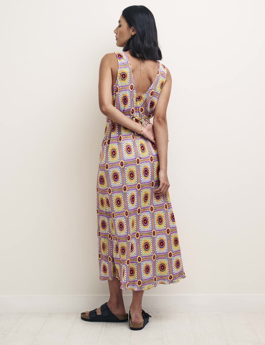 Sunflower Crochet Print Helena Midi Dress
