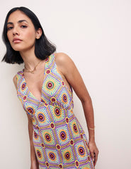 Sunflower Crochet Print Helena Midi Dress