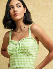 Green Gingham Check Lucia Midi Dress