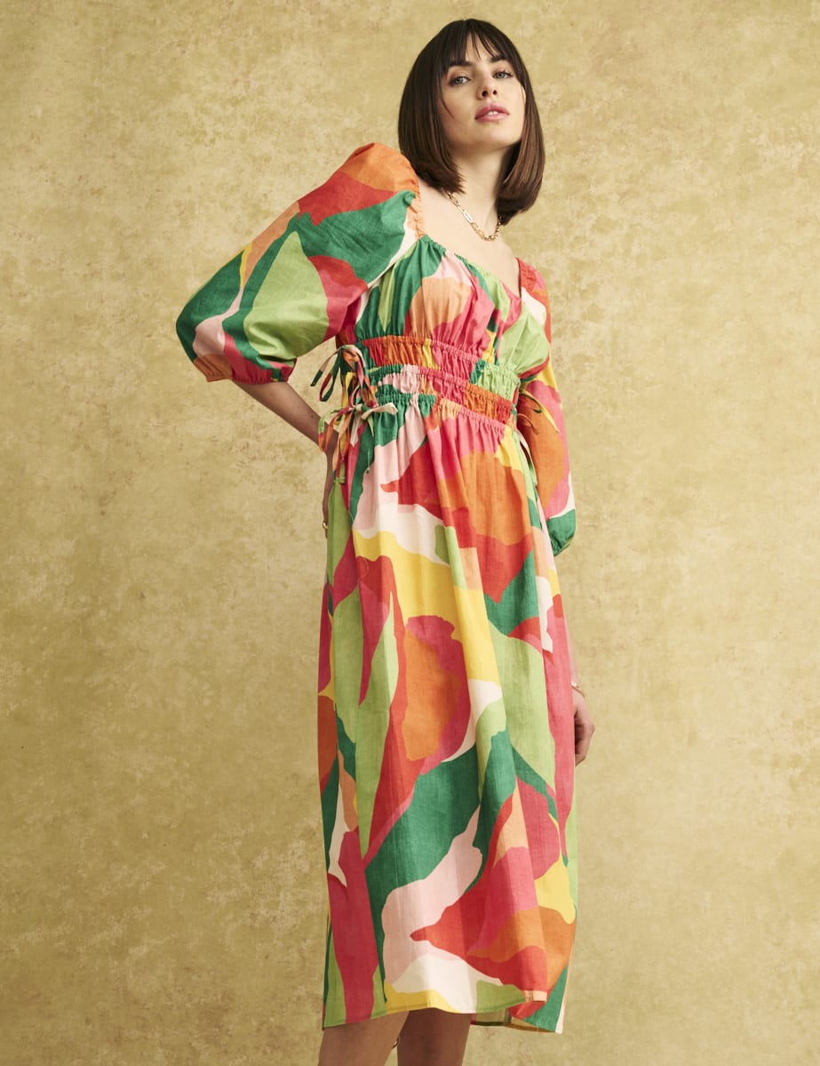 Fearne Cotton Multi Square Neck Franzie Midi Dress