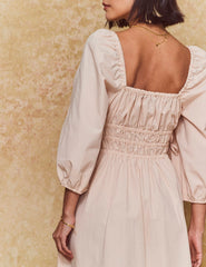 Beige Square Neck Franzie Midi Dress