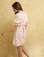 White Ditsy Floral Frill Neck Jamie Mini Dress