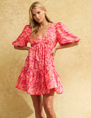 Pink Watercolour Vienna Mini Dress