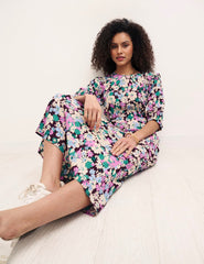 Purple Floral Felicia Midi Dress
