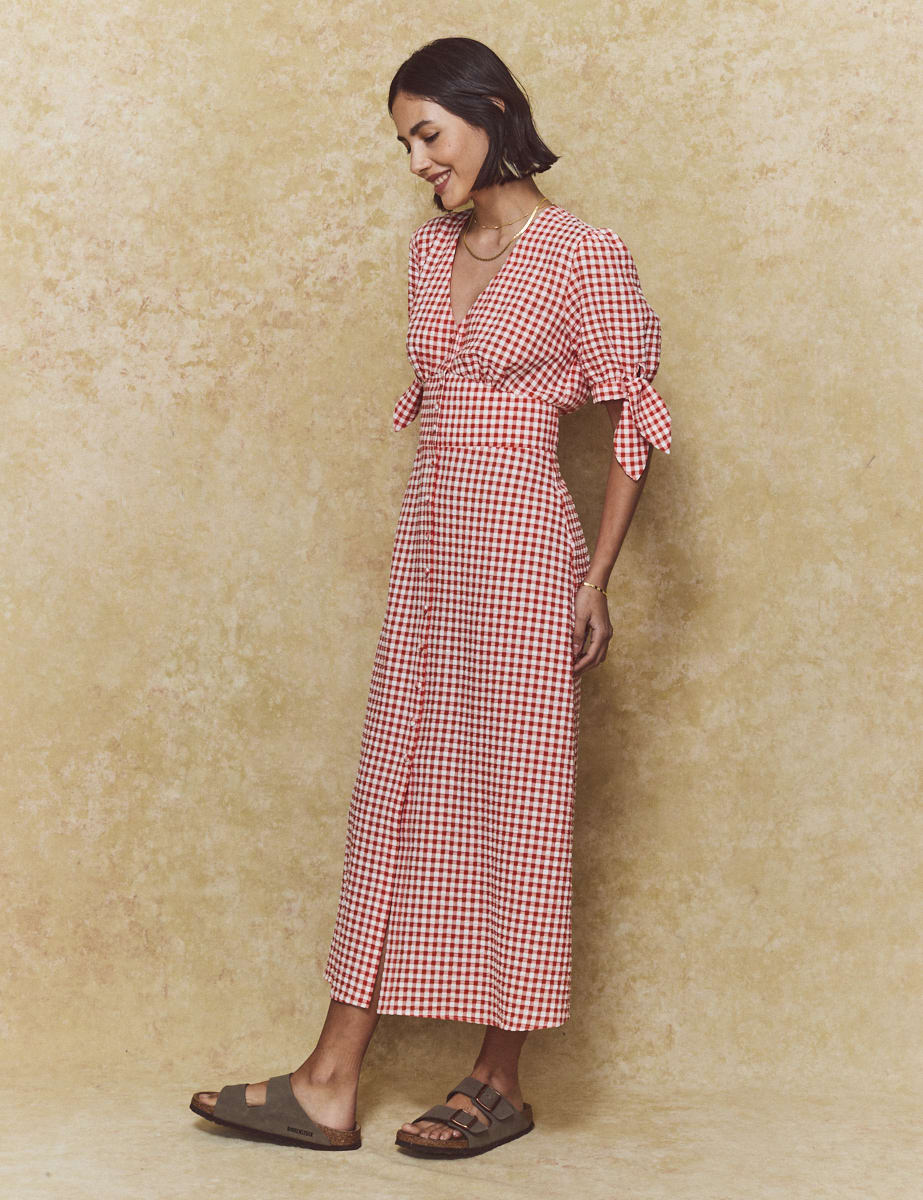 Red Gingham Check Alexis Midi Dress