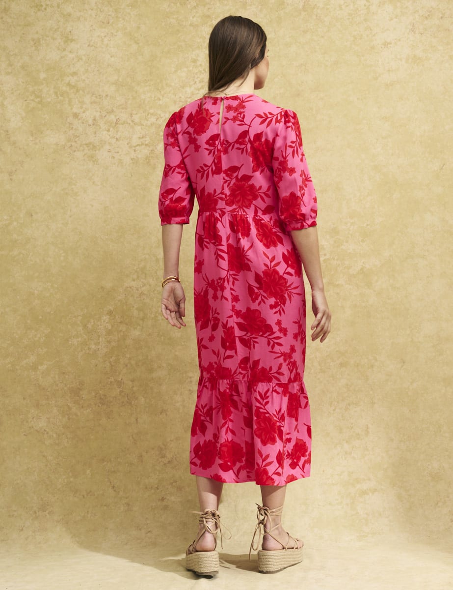 Pink Bloom Floral Rachel Midi Dress