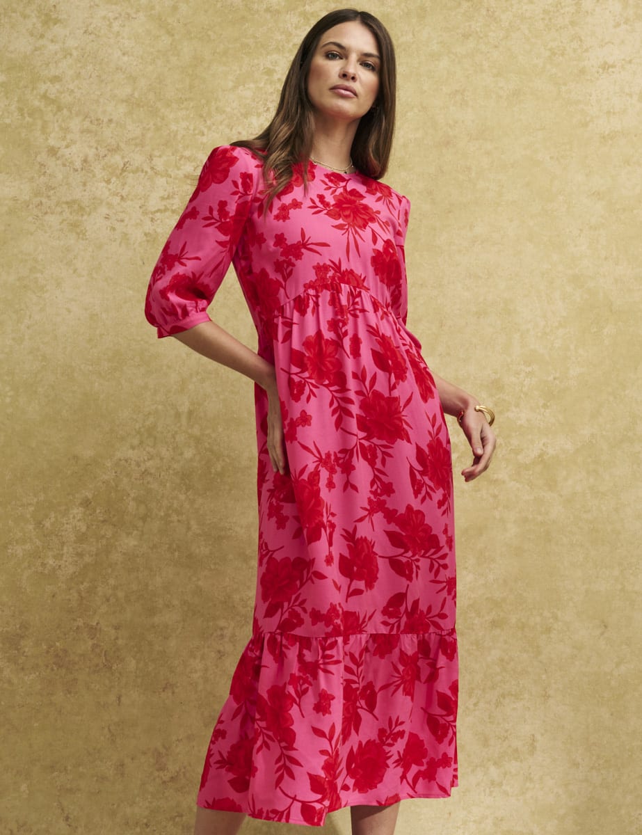 Pink Bloom Floral Rachel Midi Dress
