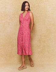 Pink Strawberry Print Sandra Midi Dress