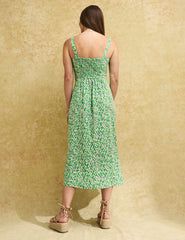 Green Brushstroke Sweetheart Lucia Midi Dress