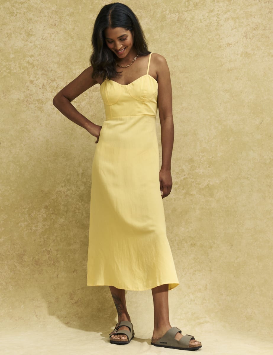 Yellow Pipin Midi Dress
