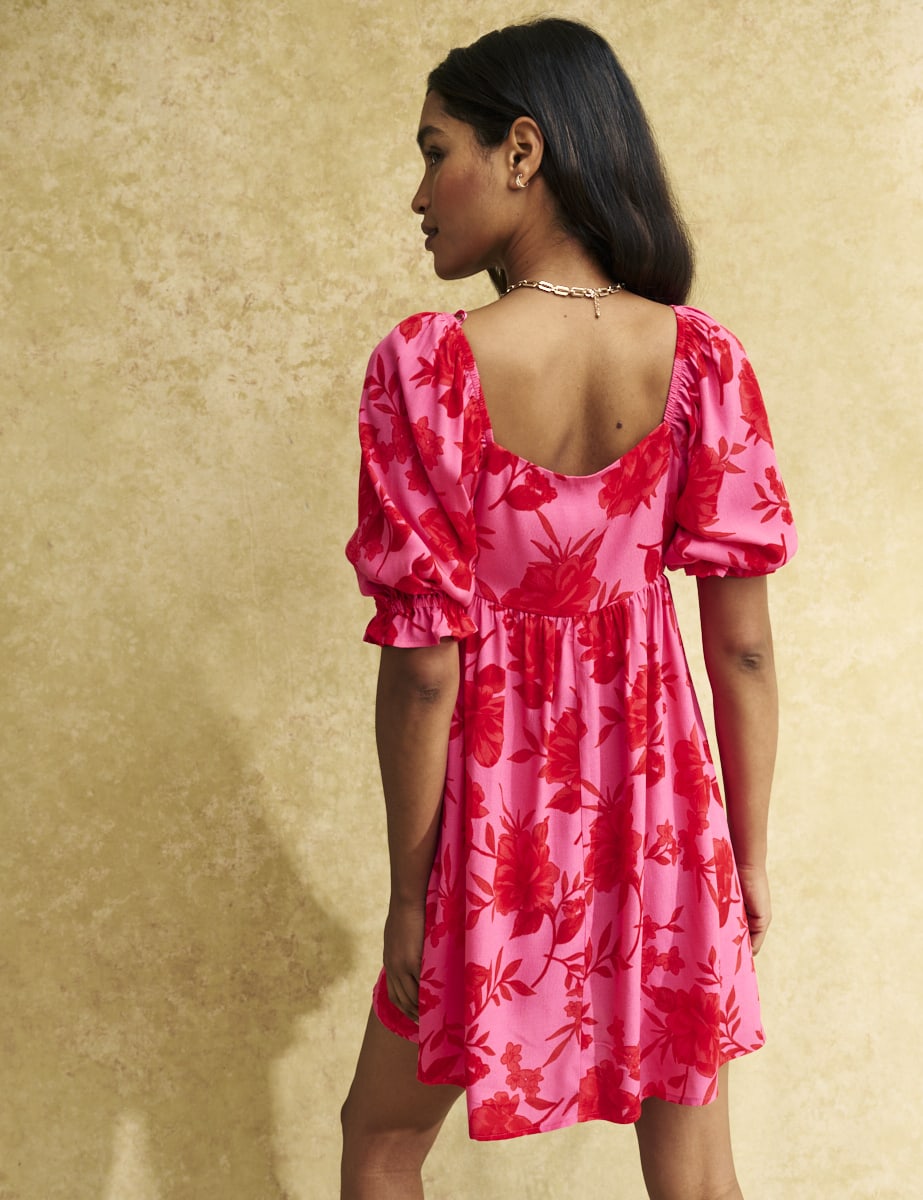 Pink Big Floral Martina Mini Dress