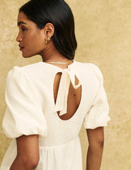 White Kelsie Smock Midi Dress