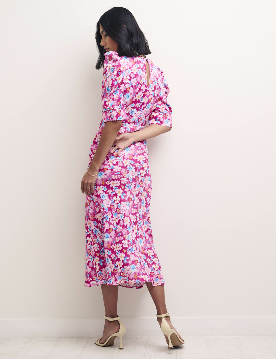Pink Floral Moira Midi Dress