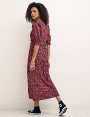 Red Floral Felicia Midi Dress
