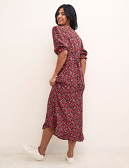 Red Floral Delilah Midi Dress