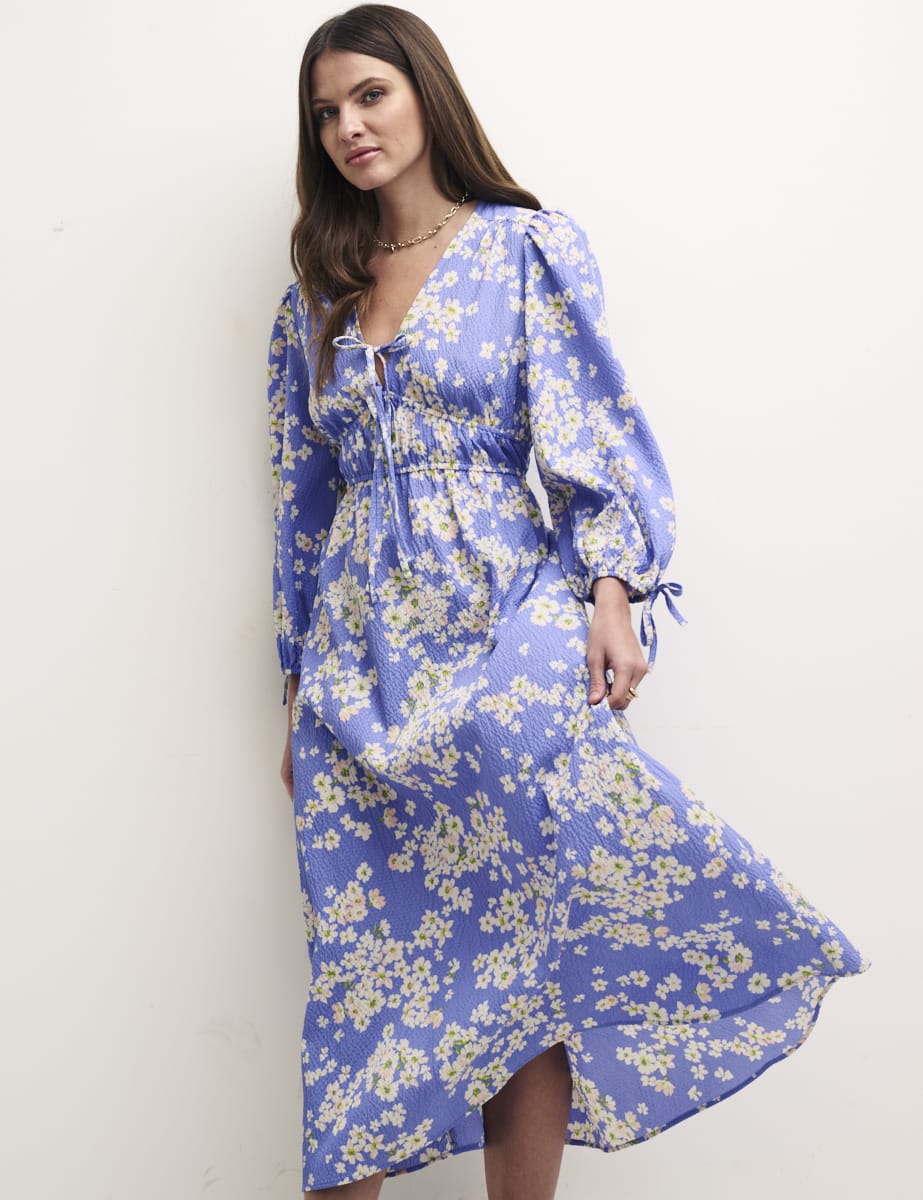 Sky Blue Floral Margot Midi Dress