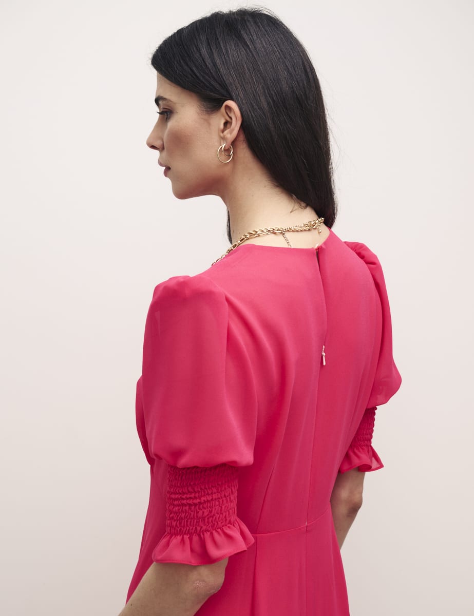 Pink Luna Chiffon Midi Dress