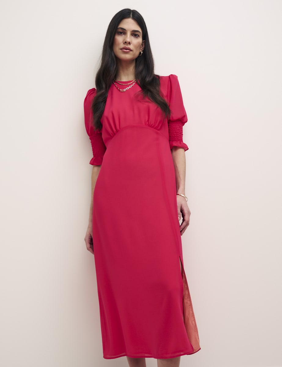 Pink Luna Chiffon Midi Dress