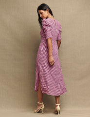 Pink Geo Print Luna Midi Tea Dress