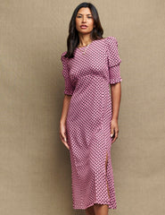 Pink Geo Print Luna Midi Tea Dress