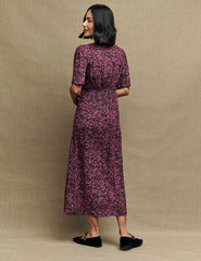 Purple Ditsy Floral Cecelia Midi Dress