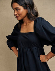 Petite Black Long Sleeve Ayla Midi Dress