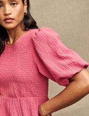 Pink Kelsie Smock Midi Dress