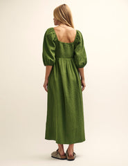 Olive Green Kylie Midi Smock Dress