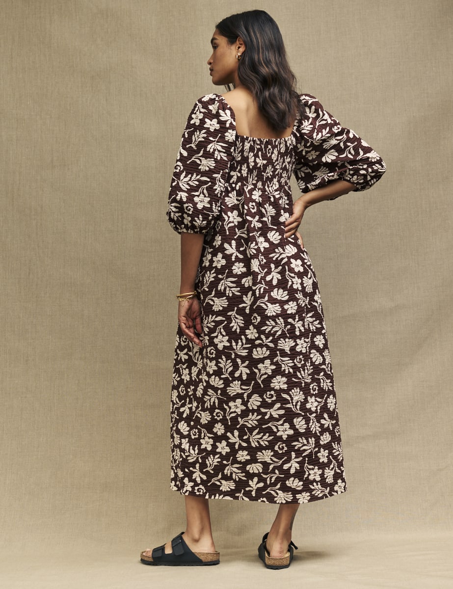 Fearne Cotton Brown Botanical Kylie Midaxi Dress