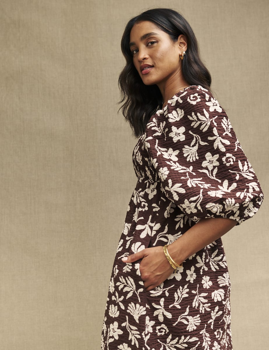 Fearne Cotton Brown Botanical Kylie Midaxi Dress