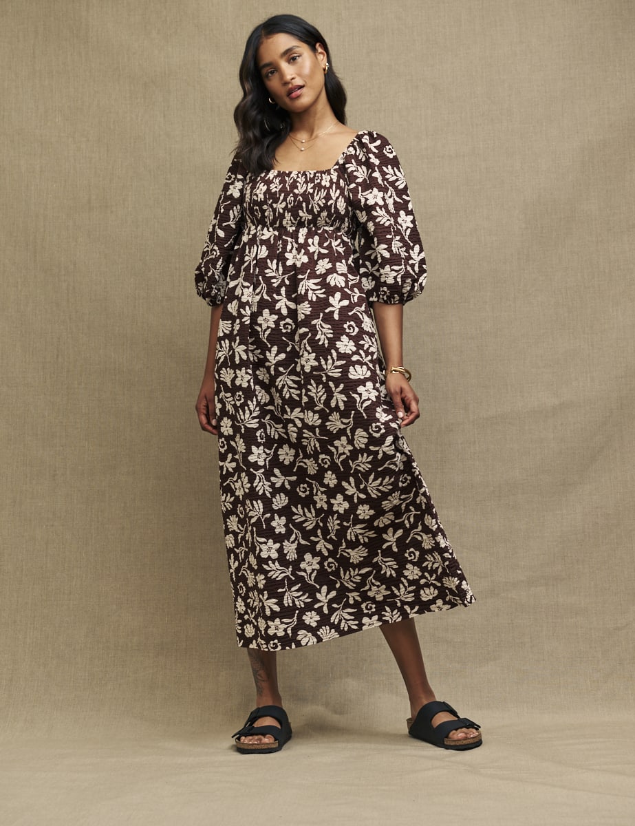Fearne Cotton Brown Botanical Kylie Midaxi Dress