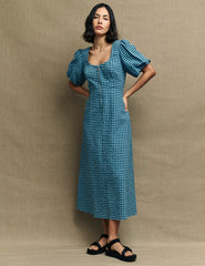 Fearne Cotton Blue Gingham Check Gwen Midi Dress