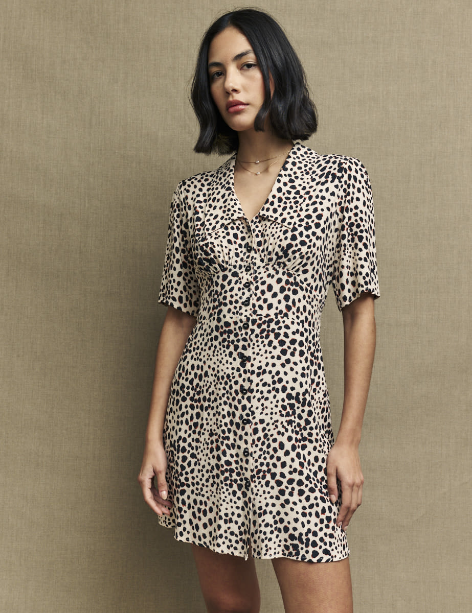 Petite Animal Spot Print Daisy Mini Dress