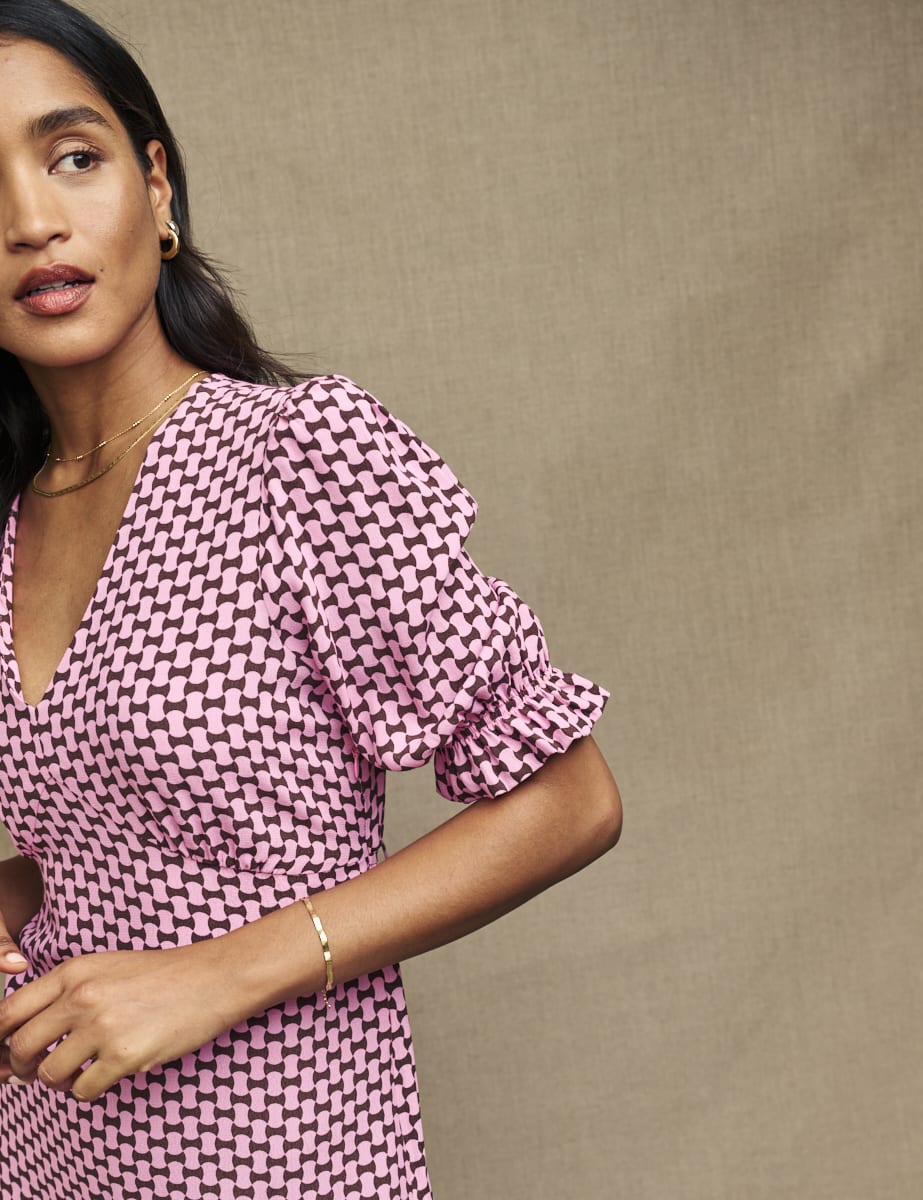 Petite Pink Geo Delilah Mini Dress