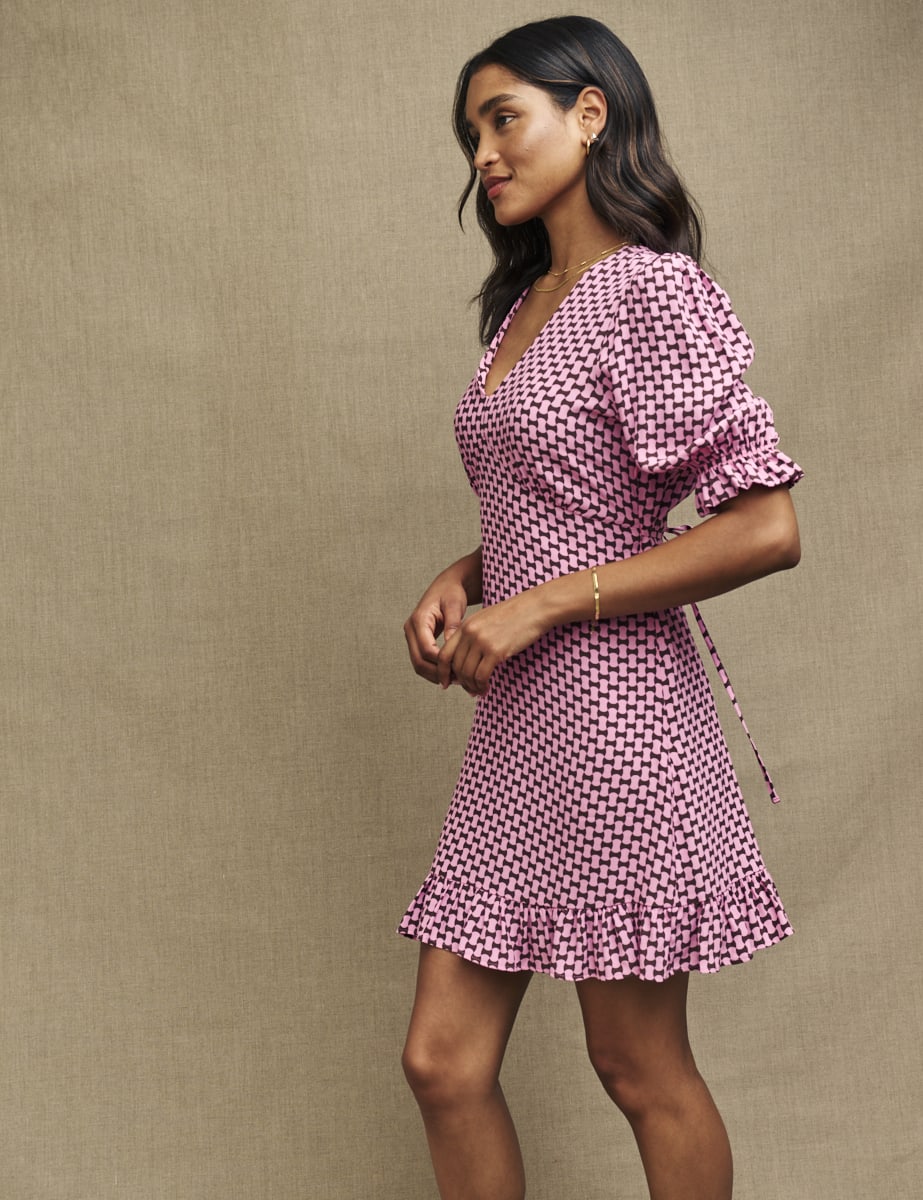 Petite Pink Geo Delilah Mini Dress