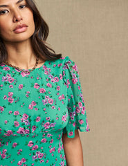 Green & Pink Floral Louise Mini Dress