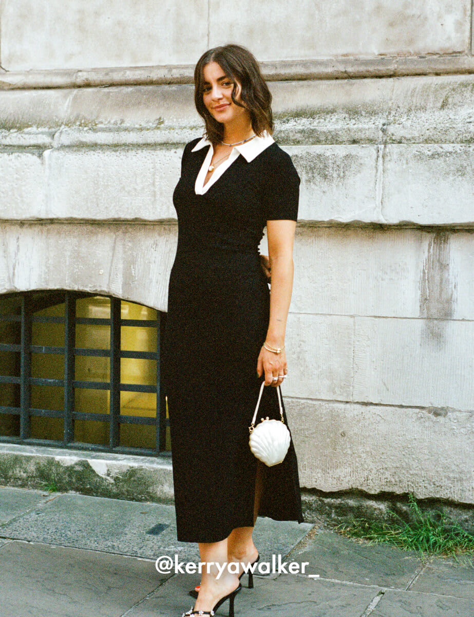 Black Collared Jersey Payton Midi Dress