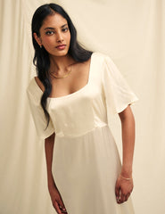 Ivory Satin Becca Bridesmaid Midaxi Dress