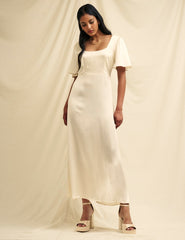 Ivory Satin Becca Bridesmaid Midaxi Dress