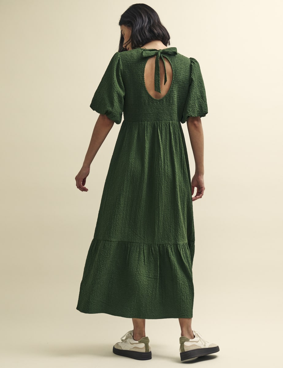 Khaki Green Kelsie Smock Midi Dress