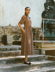 Leopard Print Ruffle Trimmed Ivy Midi Dress