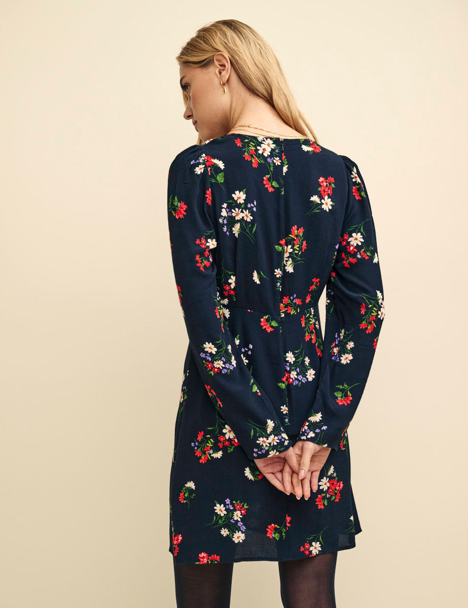 Black and Red Floral Katty Mini Dress