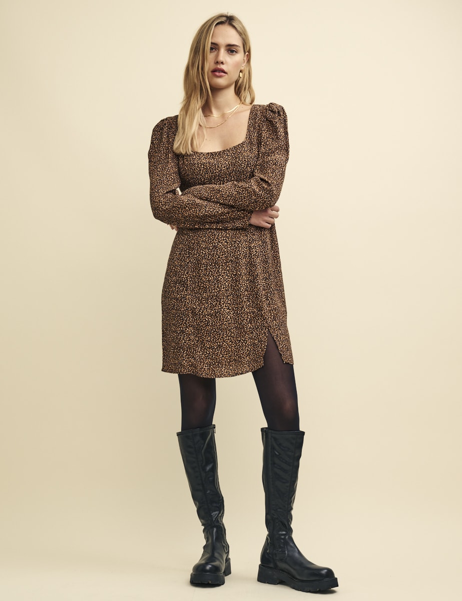 Leopard Print Valentina Long Sleeve Mini Dress