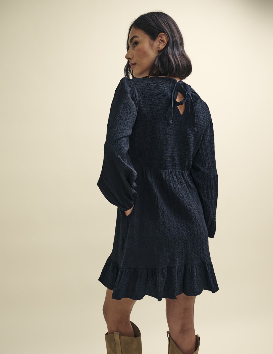 Black Kelsie Mini Smock Dress