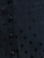 Black Satin Spot Jacquard Tasha Midi Dress