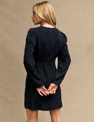 Black Satin Jacquard Katty Mini Dress