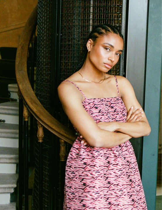 Pink Tiger Jacquard Violette Midi Dress