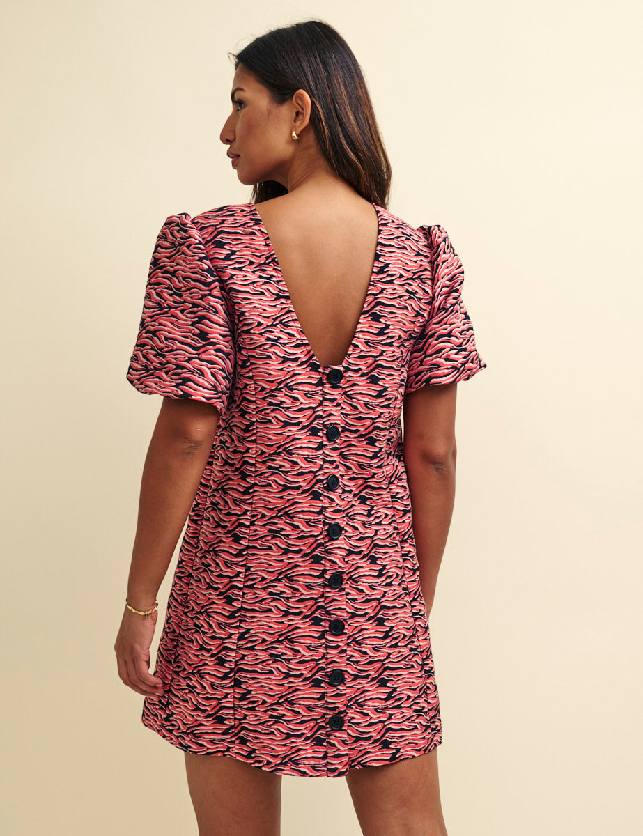 Pink Tiger Jacquard Davina Mini Shift Dress