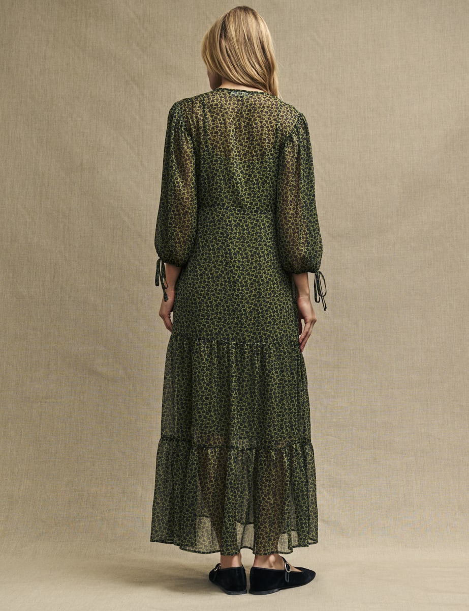 Green Floral Floaty Kait Midi Dress